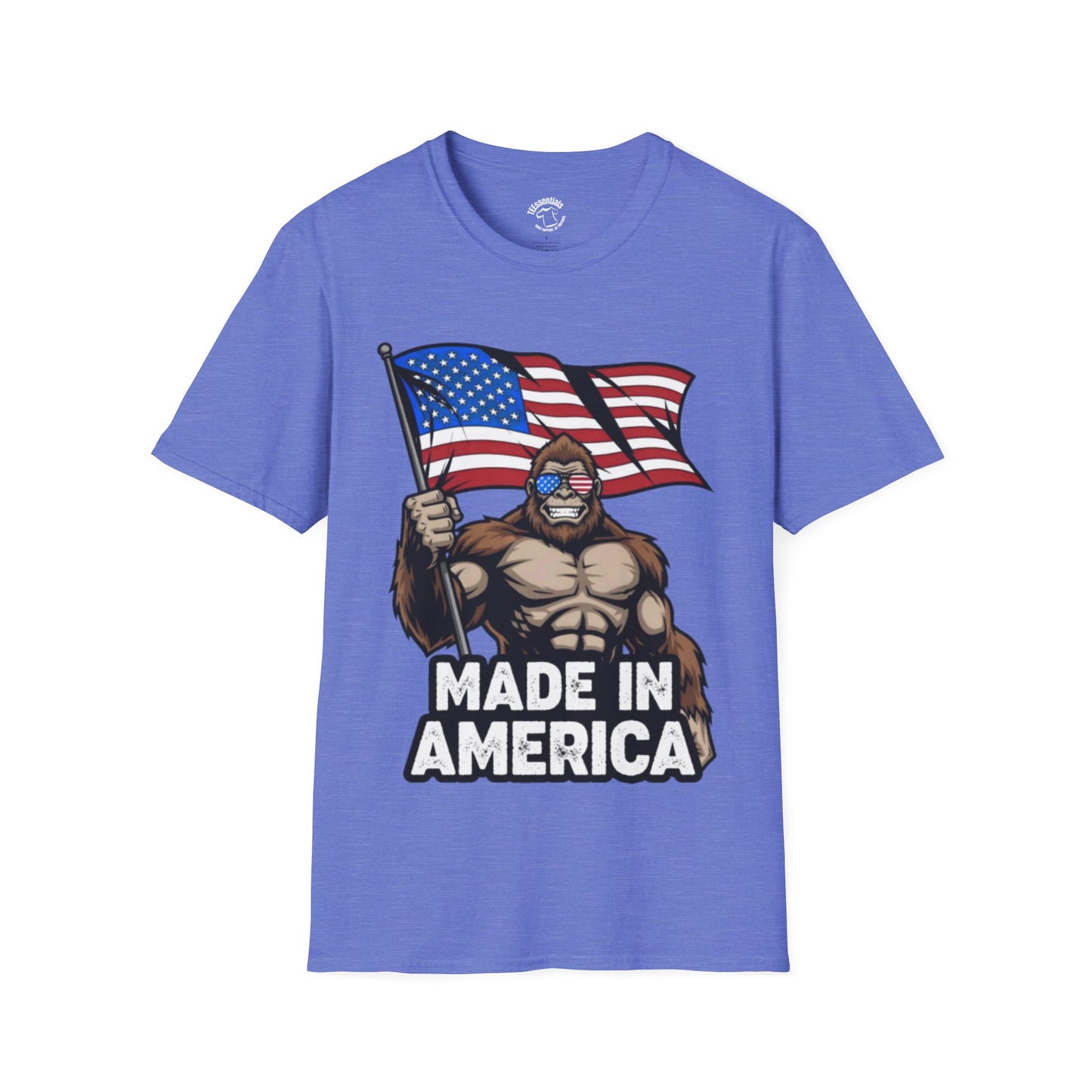 Made in America Bigfoot T-Shirt — Patriotic USA Flag Graphic Tee