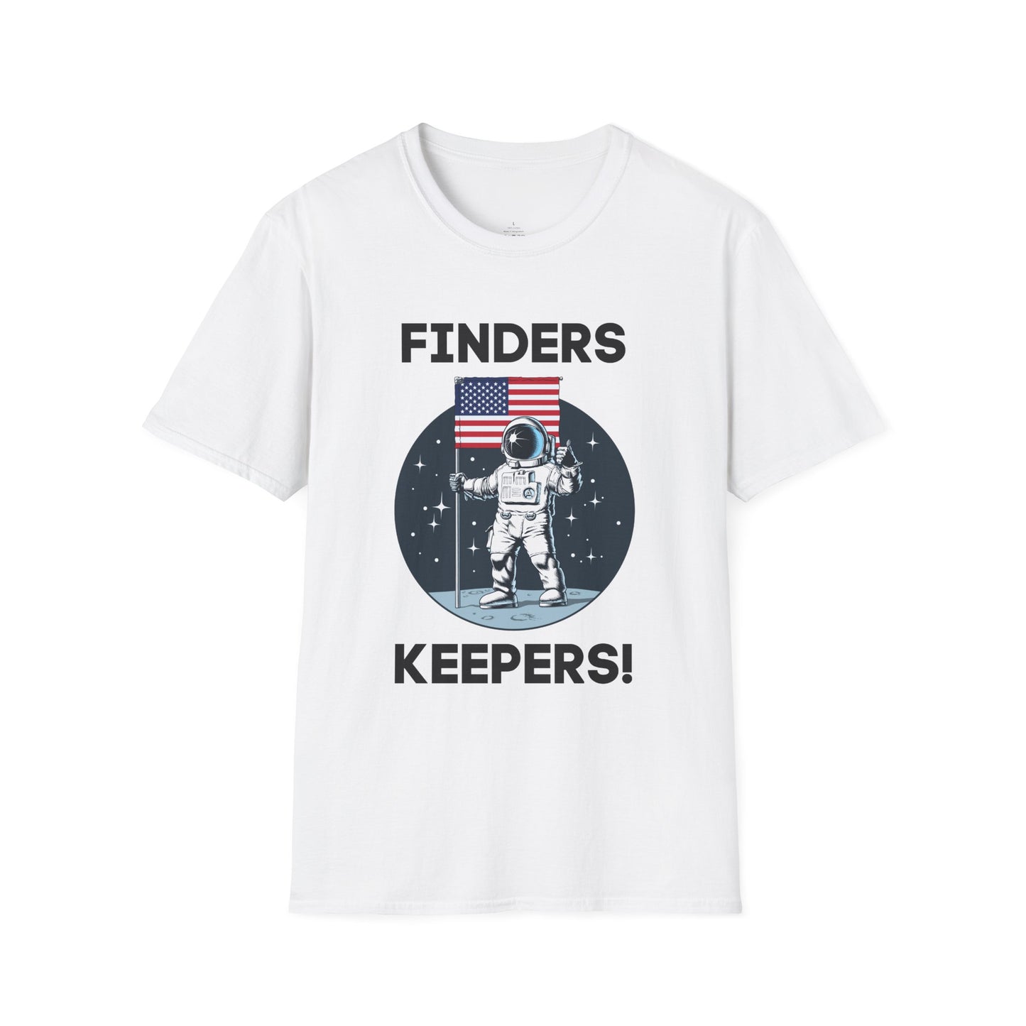 Finders Keepers Astronaut T-Shirt — Retro Space Flag Tee