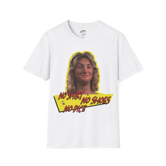 Graphic Fast Times T-Shirt — Retro 'No Shirt No Shoes No Dice' Tee