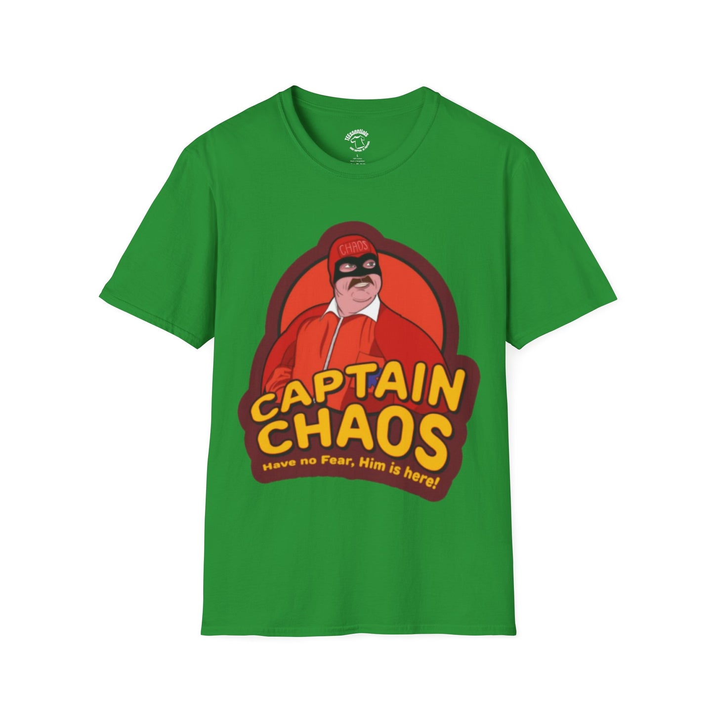 Captain Chaos Graphic T-Shirt — 'Have No Fear, Him is Here!' Retro Superhero Tee