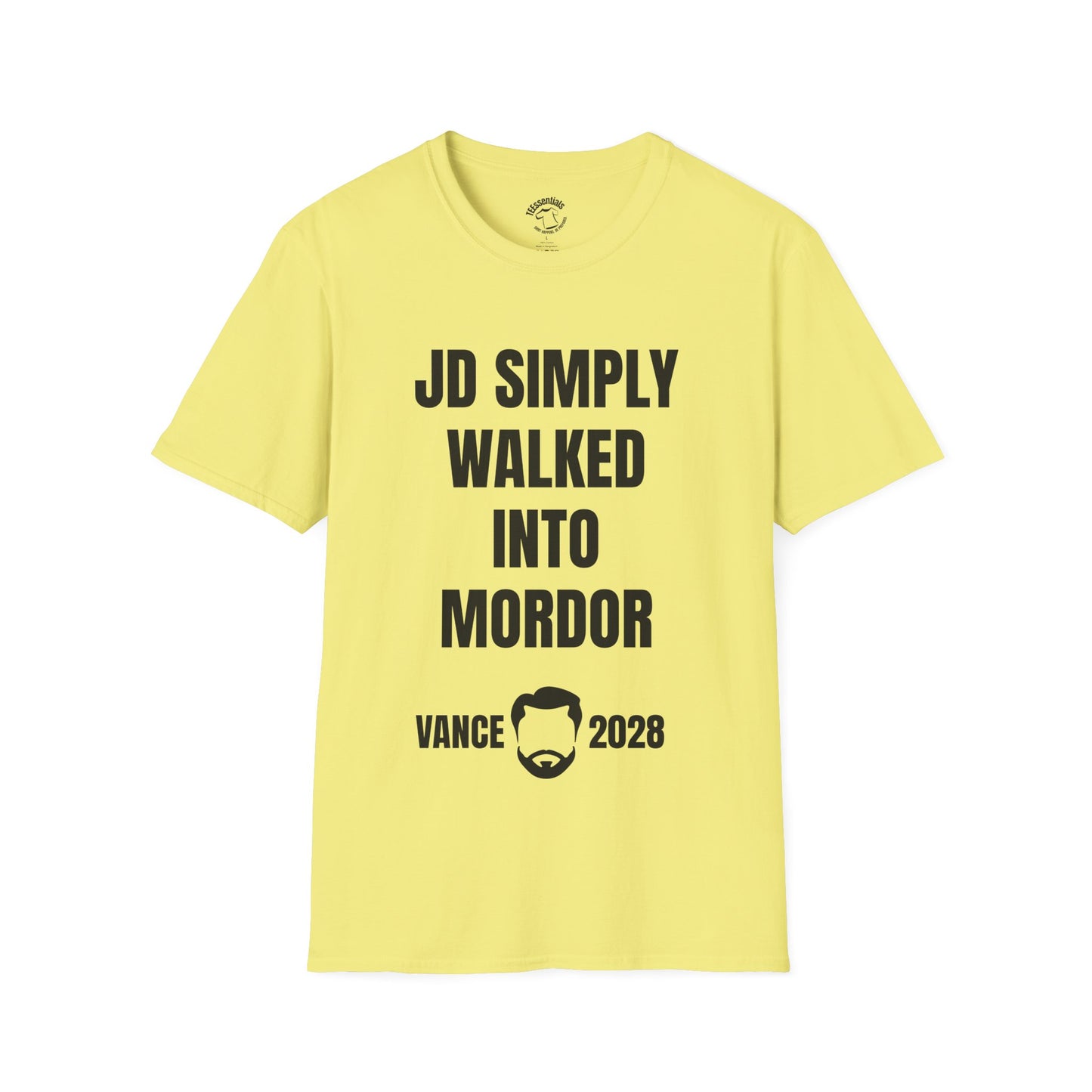 Political Slogan T-Shirt — "JD Simply Walked Into Mordor" Vance 2028 Campaign Tee