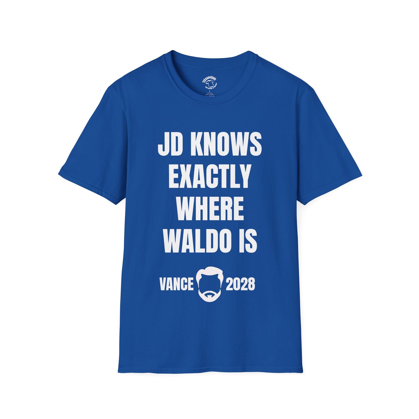 Waldo Joke T‑Shirt — "JD knows EXACTLY where Waldo is" Vance 2028