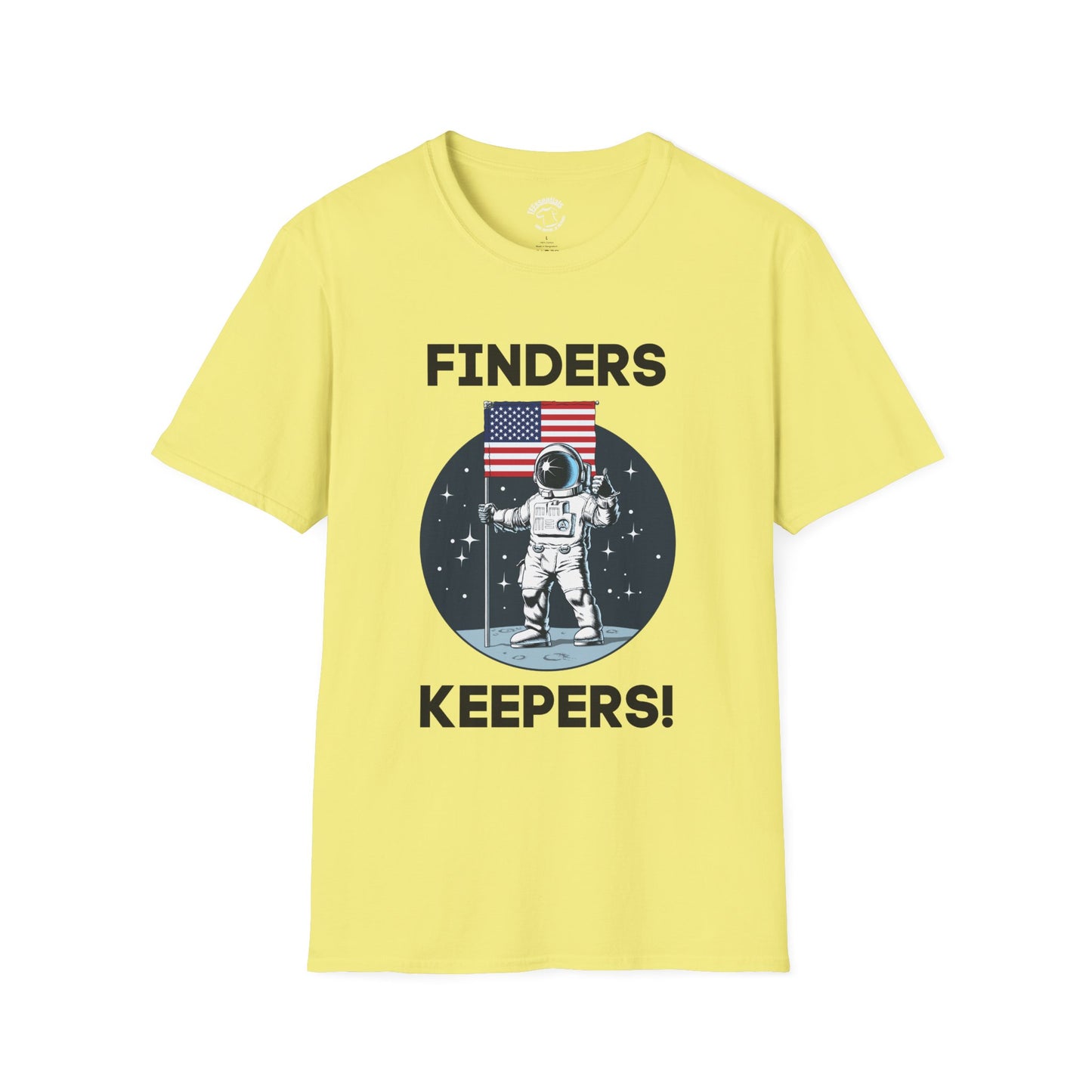 Finders Keepers Astronaut T-Shirt — Retro Space Flag Tee