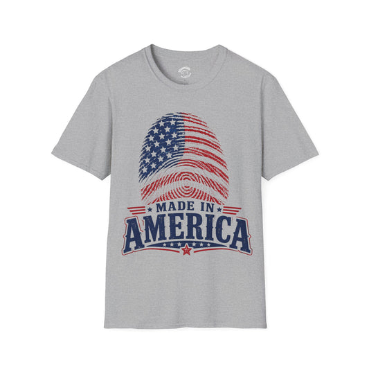 Made in America T-Shirt — American Flag Fingerprint Patriotic Tee