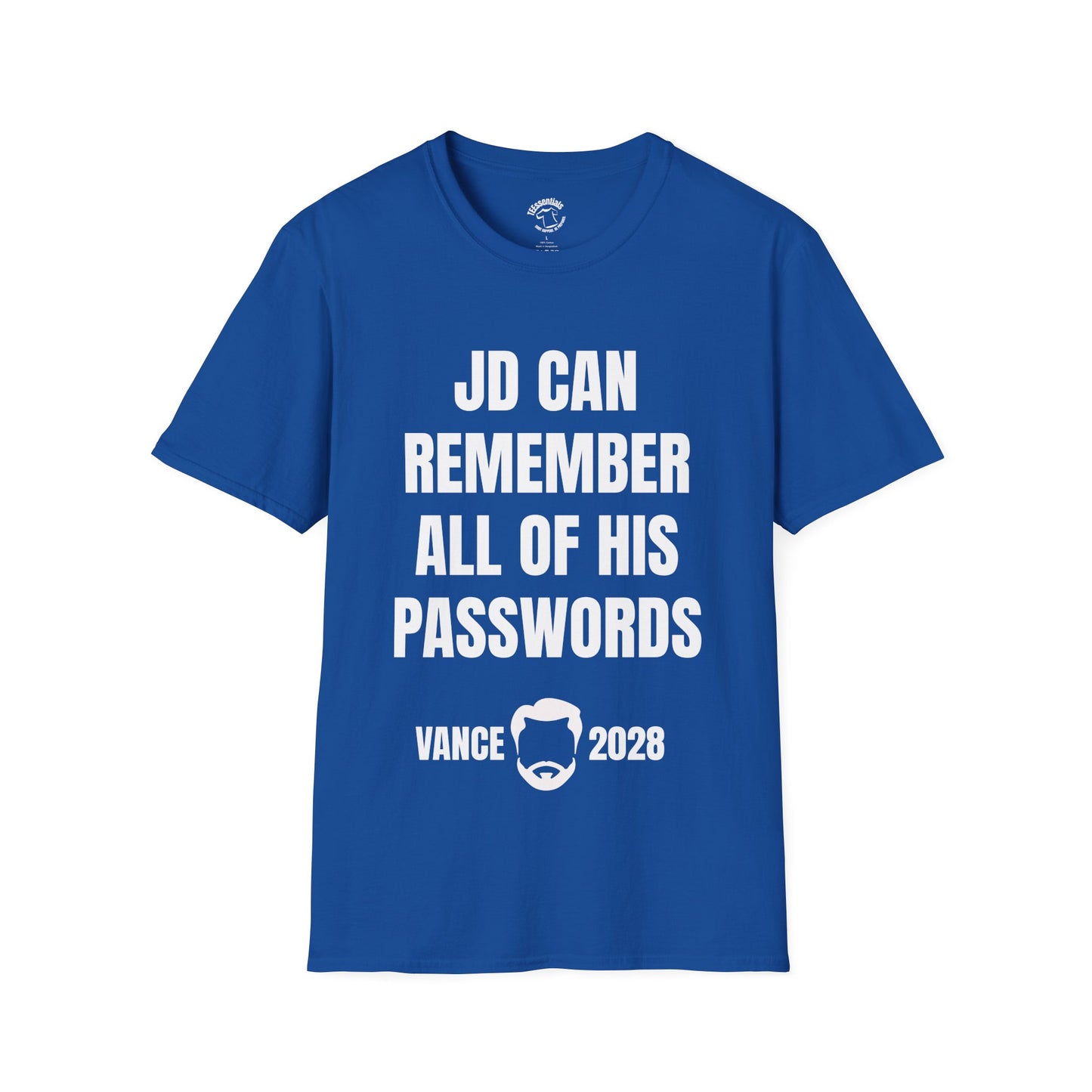Funny Political Tee - "JD Can Remember All Of His Passwords" Vance 2028