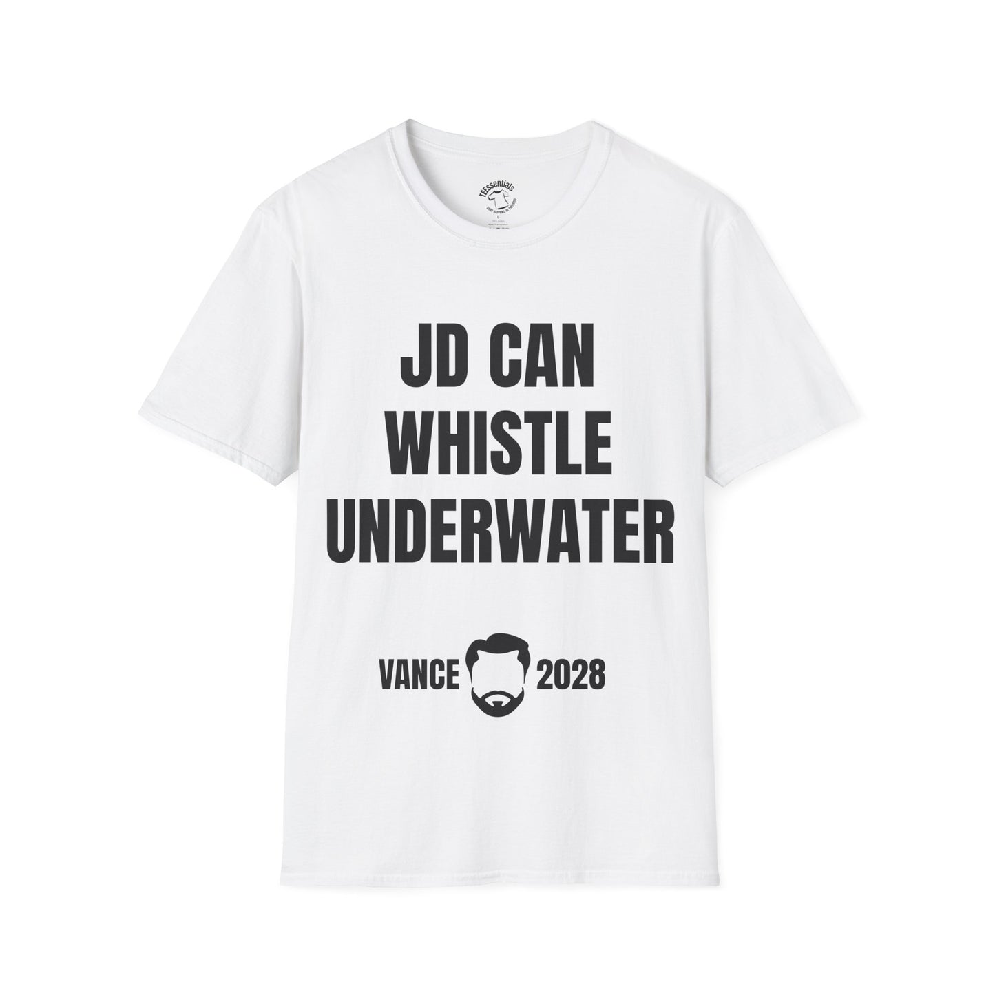 Political Tee — "JD Can Whistle Underwater" Vance 2028