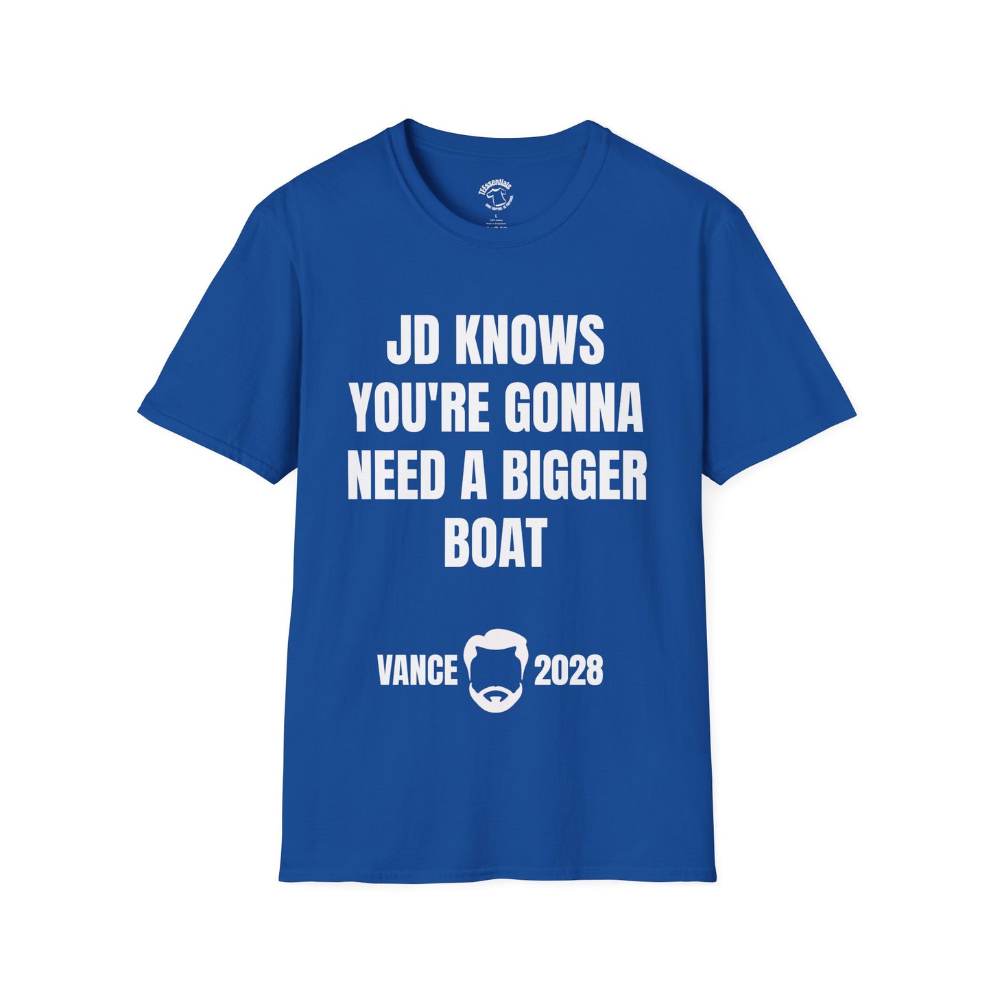 Political Campaign T-Shirt — "JD Knows You're Gonna Need a Bigger Boat" Vance 2028
