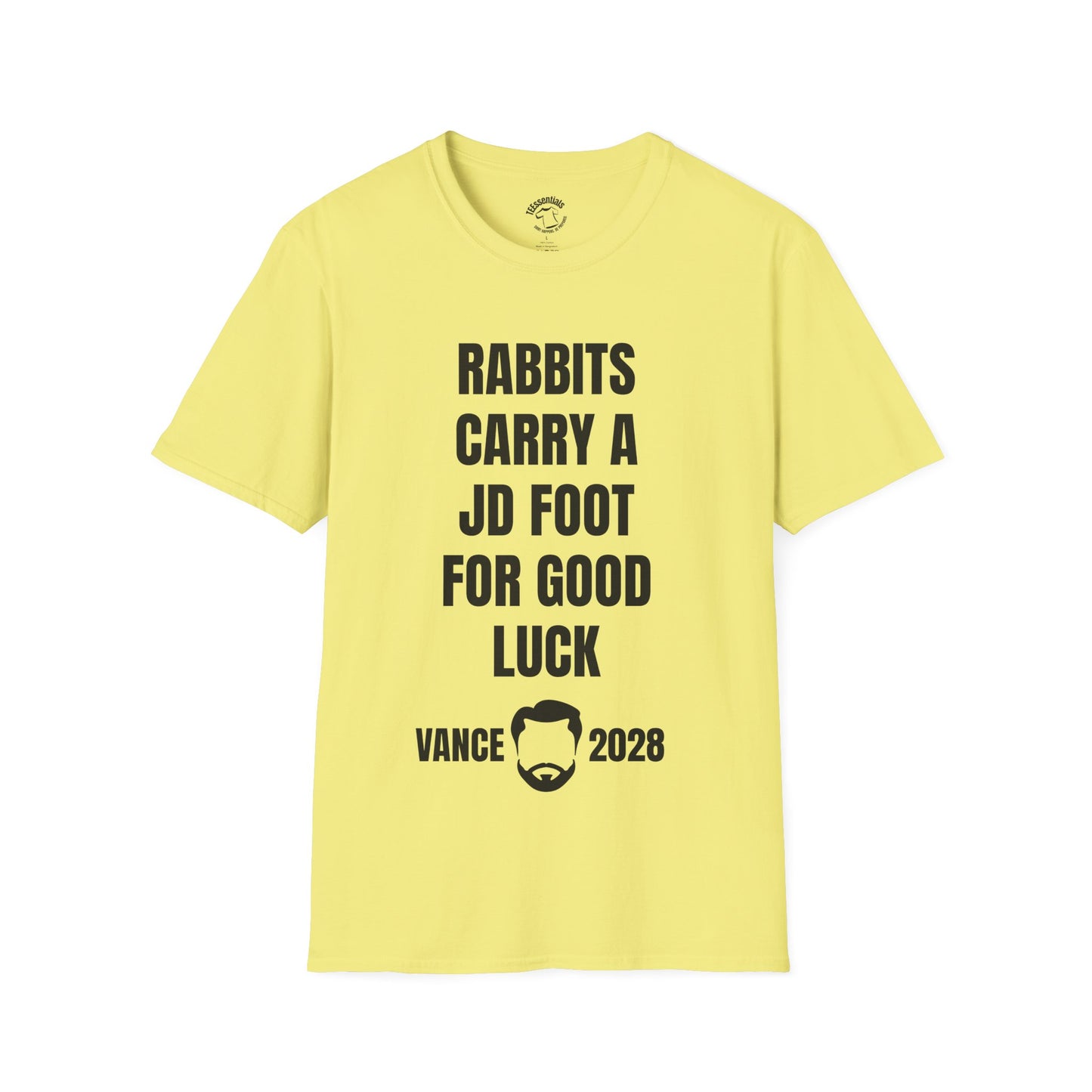Vance 2028 Funny Political T‑Shirt — "Rabbits Carry a JD Foot for Good Luck" Graphic Tee