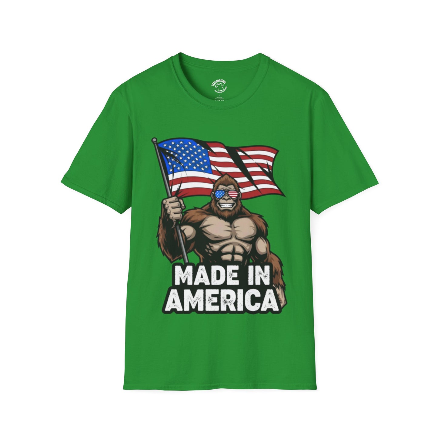 Made in America Bigfoot T-Shirt — Patriotic USA Flag Graphic Tee