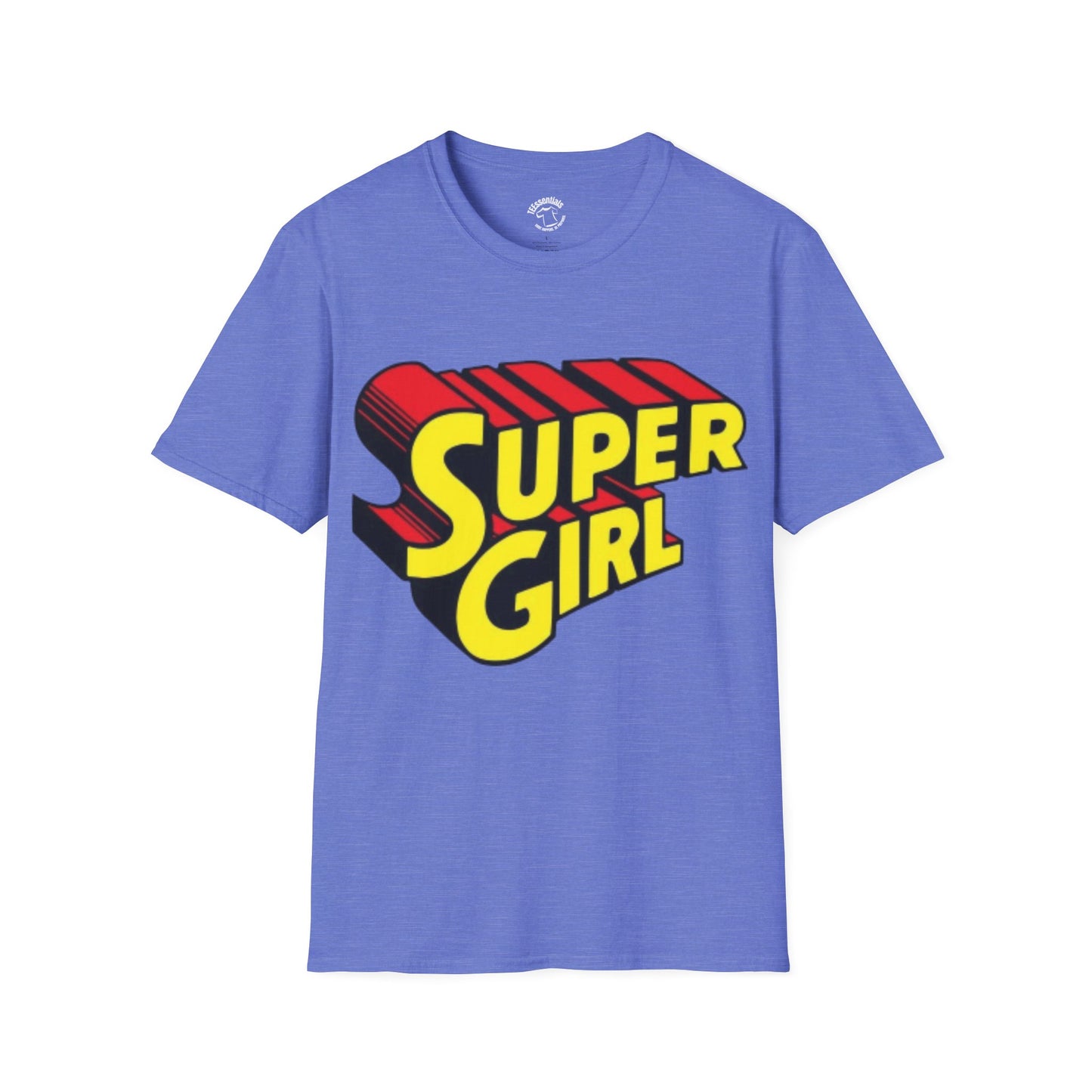 Super Girl Retro Logo T-Shirt — Bold Yellow & Red Comic-Style Tee