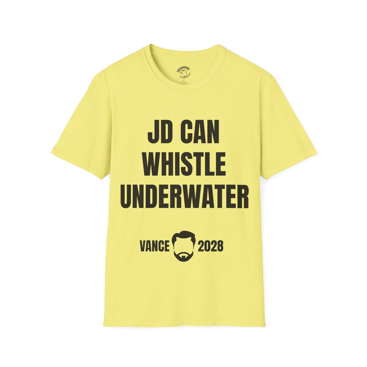 Political Tee — "JD Can Whistle Underwater" Vance 2028