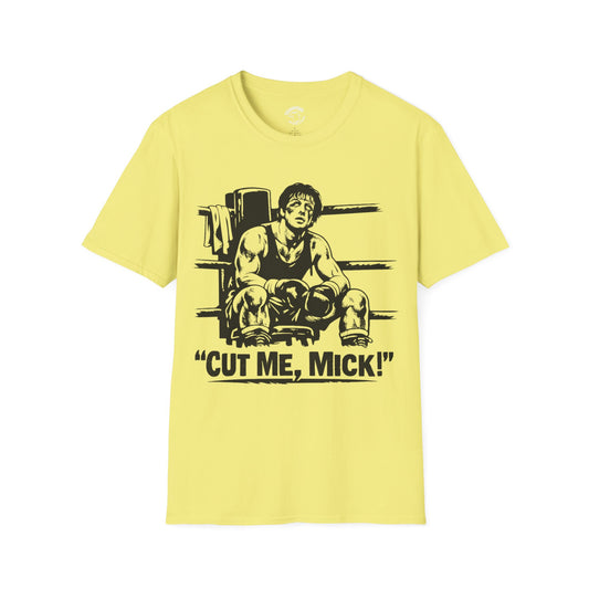 Rocky-Inspired Boxing Tee — "Cut Me, Mick!" Graphic T-Shirt