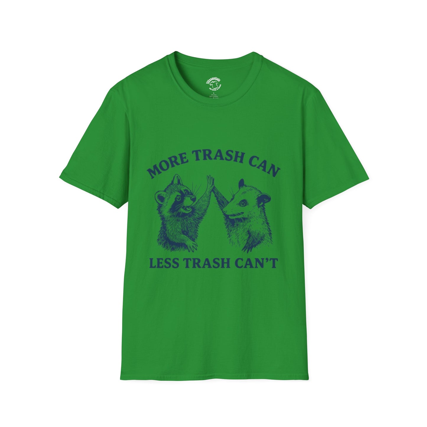 Raccoon High-Five Tee — "More Trash Can, Less Trash Can't" Funny Eco Graphic T-Shirt
