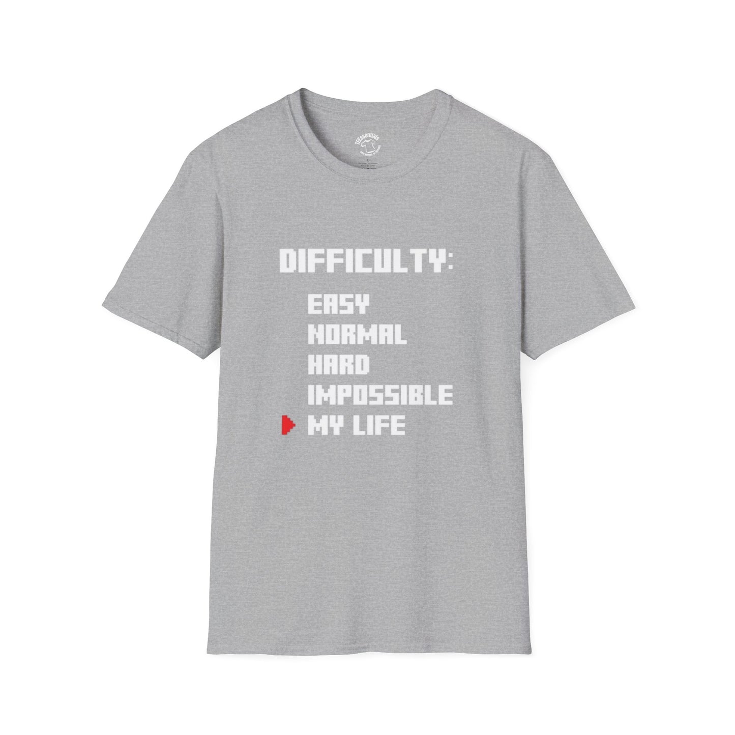 T-Shirt — "Difficulty: My Life" Funny Gamer Difficulty Level Tee