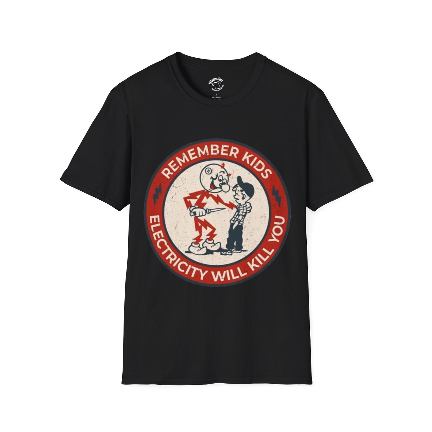 Vintage Safety Tee — “Remember Kids Electricity Will Kill You” Graphic T-Shirt