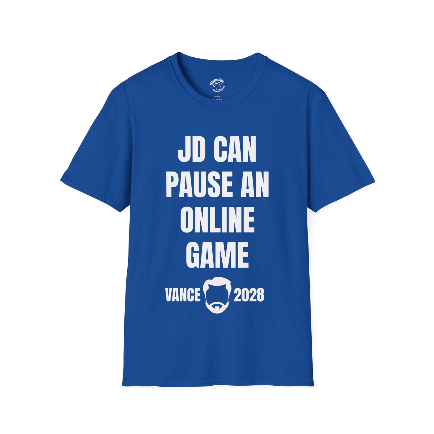 Funny Gamer T-Shirt — "JD Can Pause An Online Game" Vance 2028