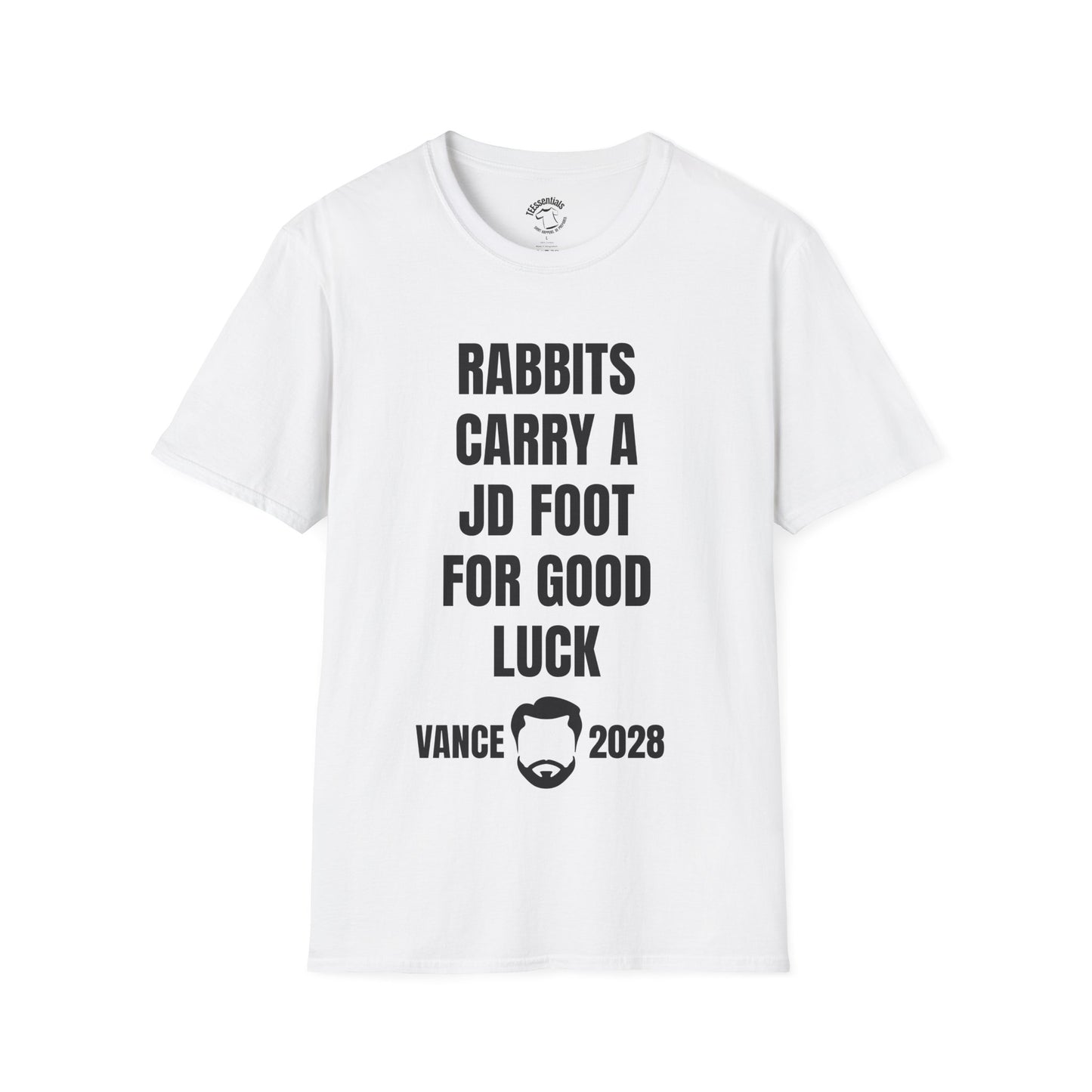 Vance 2028 Funny Political T‑Shirt — "Rabbits Carry a JD Foot for Good Luck" Graphic Tee