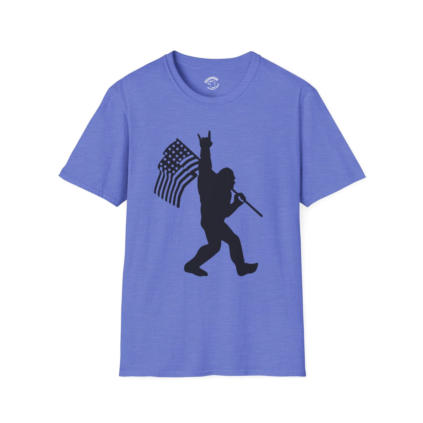 Patriotic Bigfoot Flag T-Shirt — Funny American Bigfoot Silhouette Tee