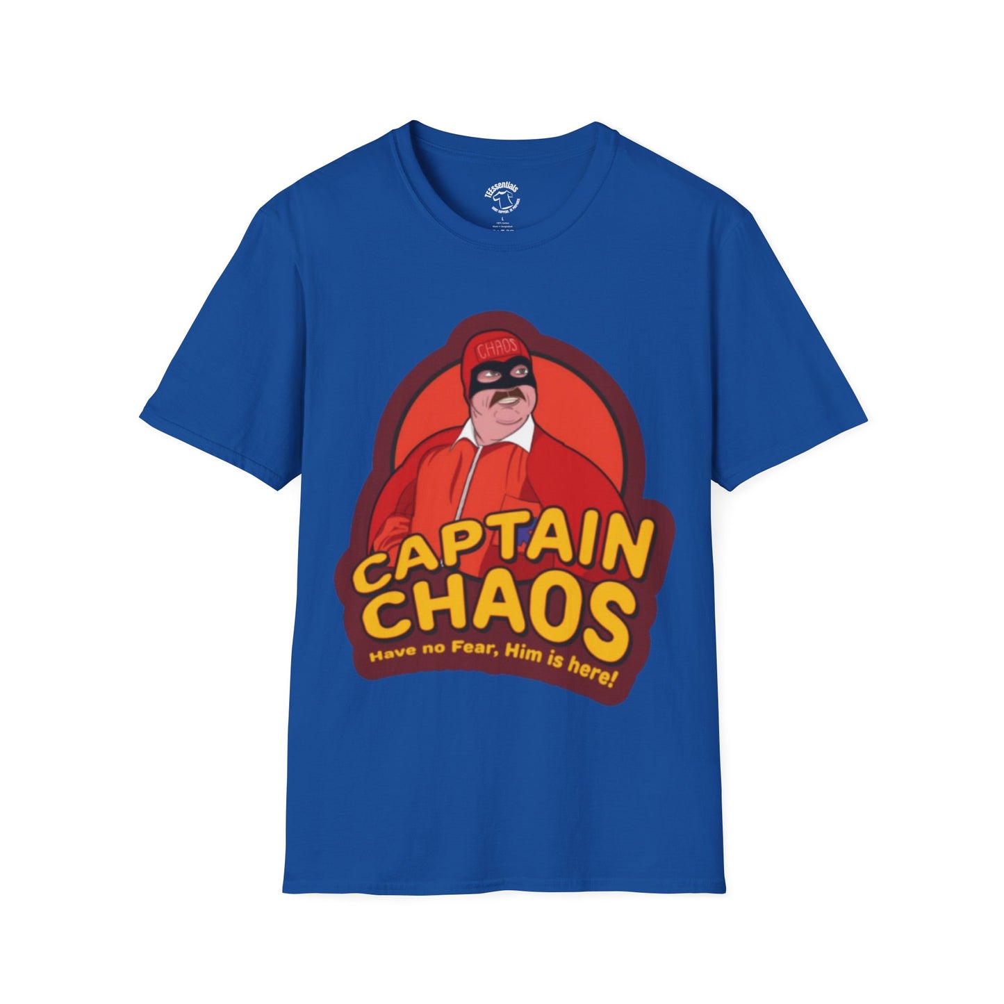 Captain Chaos Graphic T-Shirt — 'Have No Fear, Him is Here!' Retro Superhero Tee