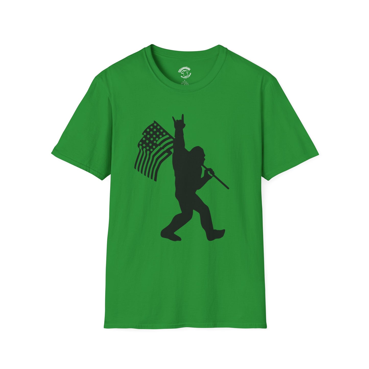 Patriotic Bigfoot Flag T-Shirt — Funny American Bigfoot Silhouette Tee