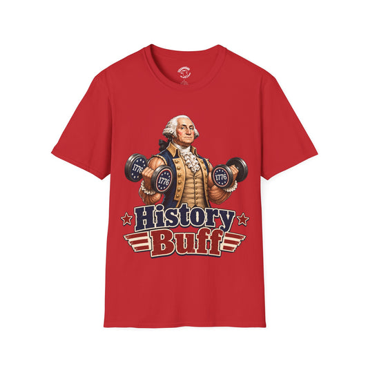 History Buff T-Shirt — George Washington Weightlifting Patriotic Tee