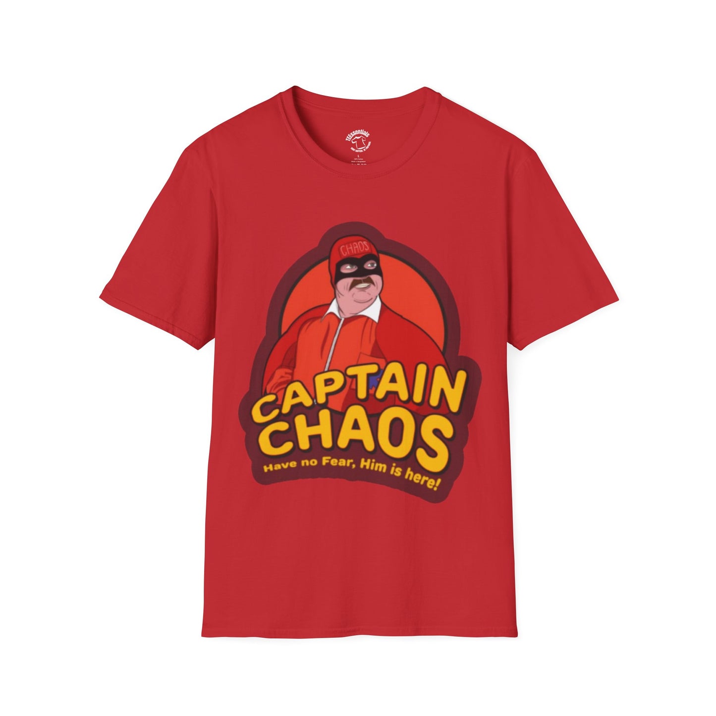 Captain Chaos Graphic T-Shirt — 'Have No Fear, Him is Here!' Retro Superhero Tee