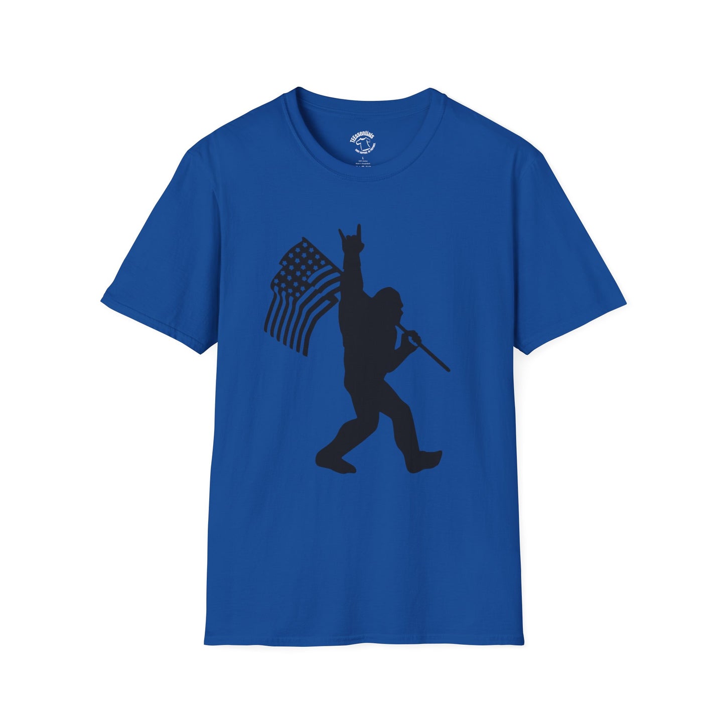 Patriotic Bigfoot Flag T-Shirt — Funny American Bigfoot Silhouette Tee