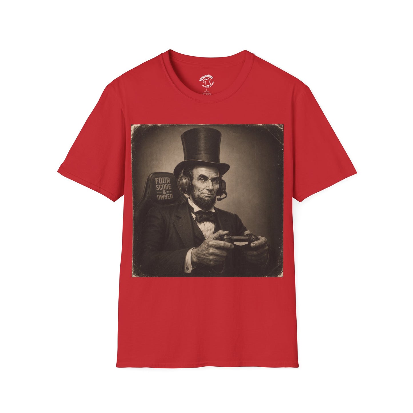 Vintage Abraham Lincoln Gamer Photo T-Shirt — Retro Presidential Gamer Portrait Tee