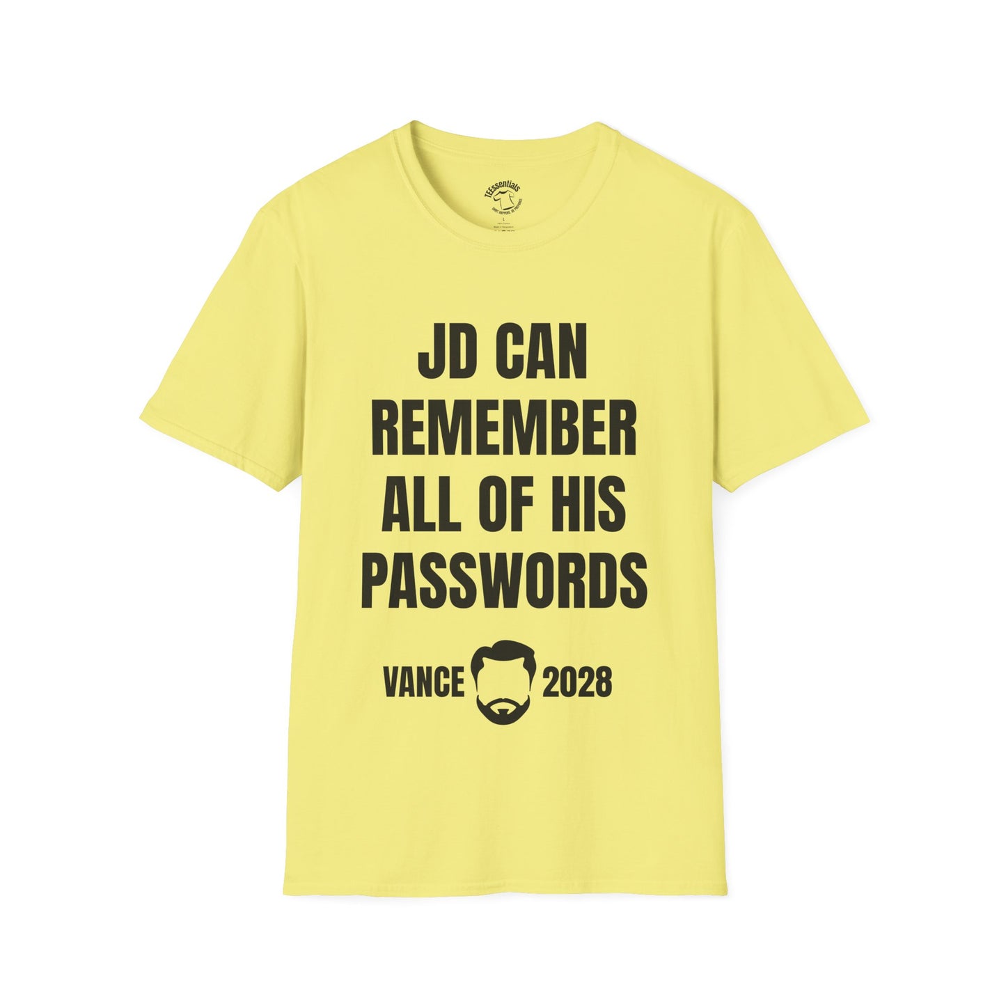 Funny Political Tee - "JD Can Remember All Of His Passwords" Vance 2028