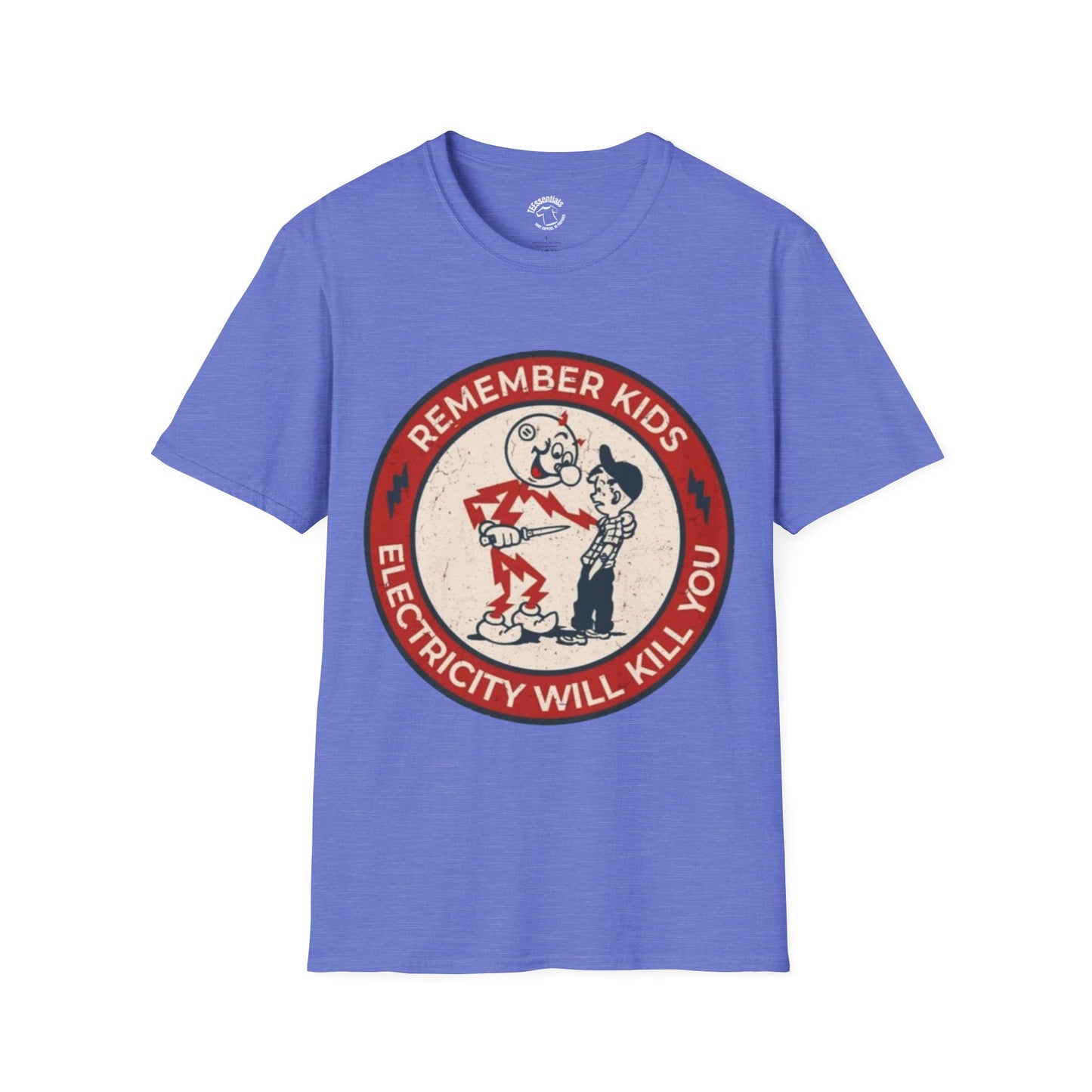 Vintage Safety Tee — “Remember Kids Electricity Will Kill You” Graphic T-Shirt