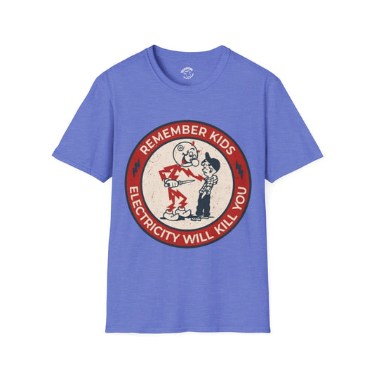 Vintage Safety Tee — “Remember Kids Electricity Will Kill You” Graphic T-Shirt