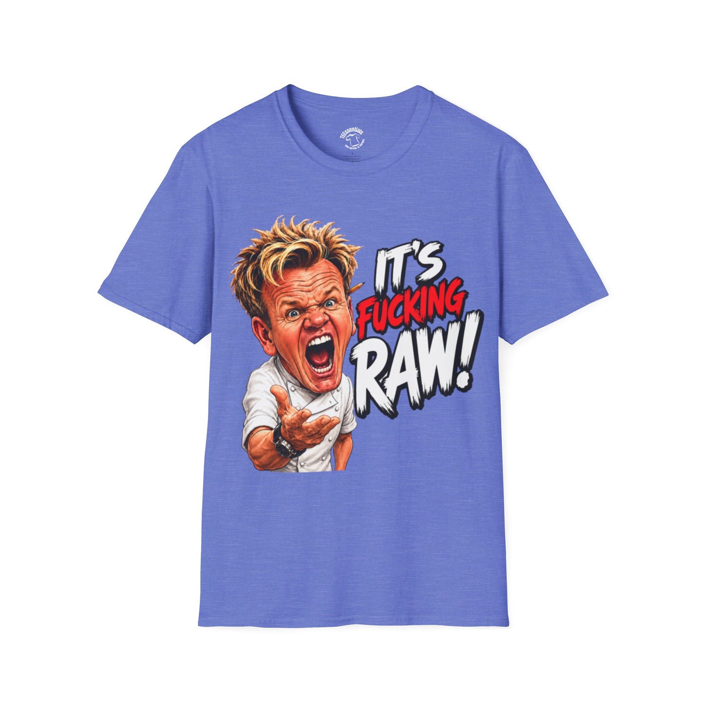 Graphic T‑Shirt — Bold 'It's F***ing Raw!' Chef Caricature Tee
