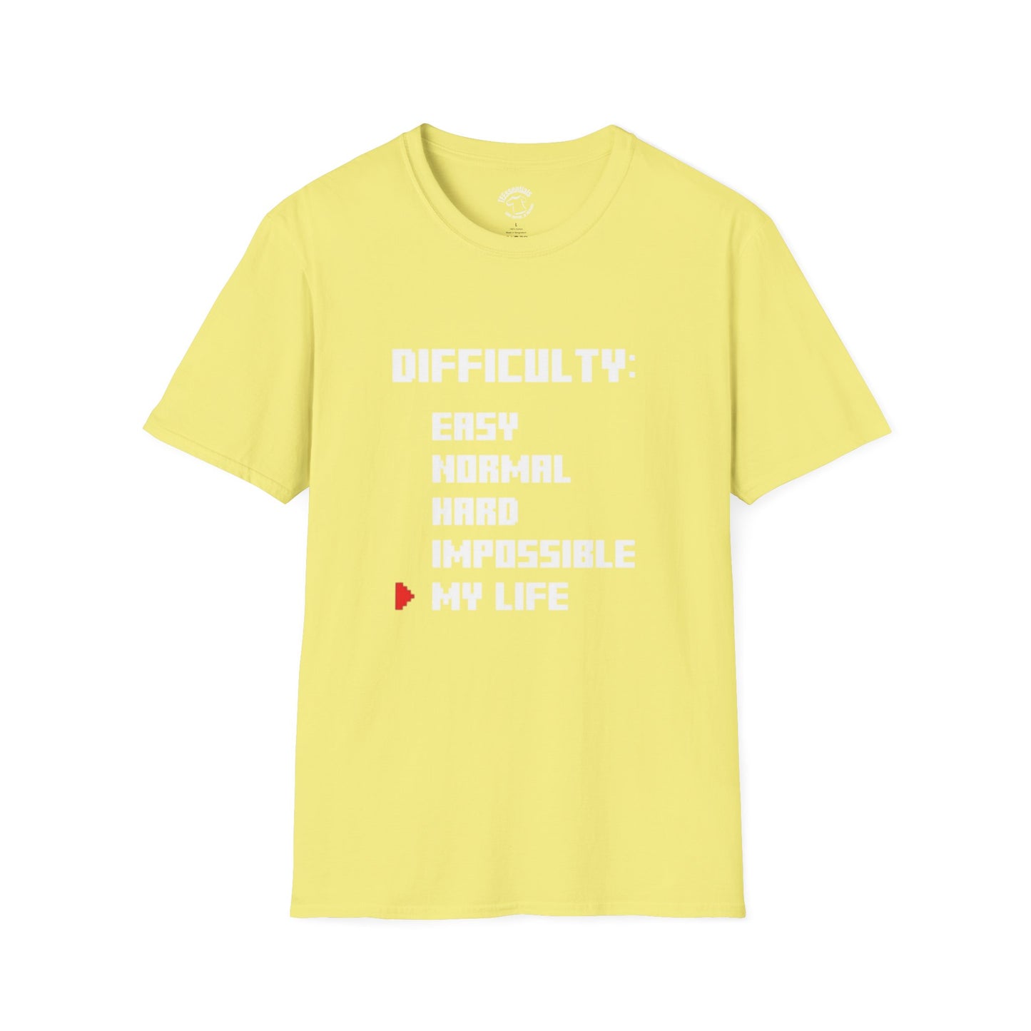 T-Shirt — "Difficulty: My Life" Funny Gamer Difficulty Level Tee
