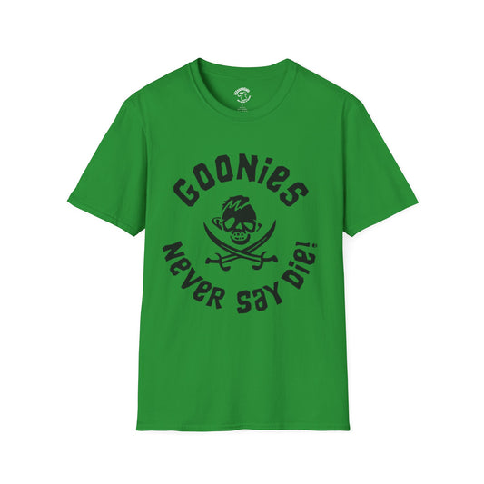 T-Shirt — "Goonies Never Say Die!" Retro Pirate Skull Tee