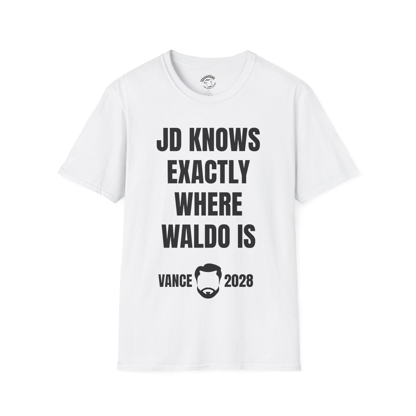 Waldo Joke T‑Shirt — "JD knows EXACTLY where Waldo is" Vance 2028