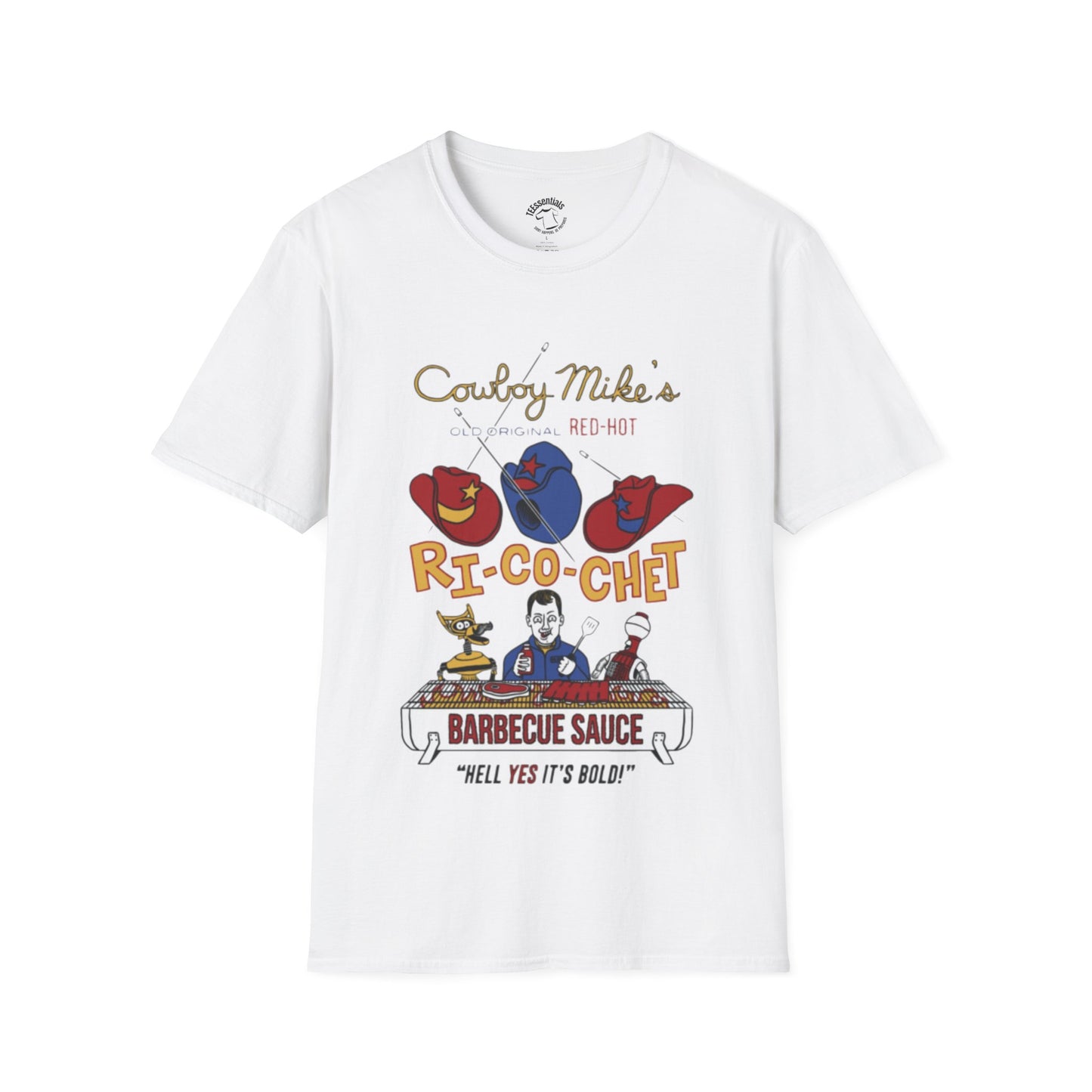 Cowboy Mike's Ri-Co-Chet Barbecue Sauce T-Shirt — Retro MST3K BBQ Graphic Tee