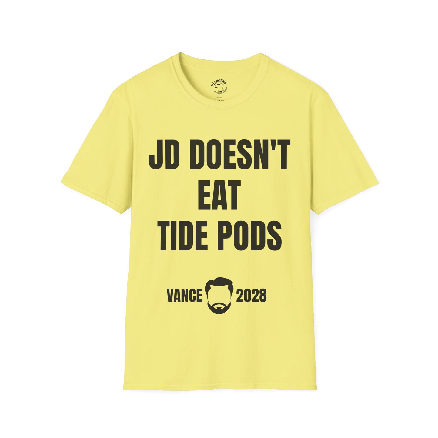 Political Campaign T-Shirt — “JD Doesn’t Eat Tide Pods” Vance 2028