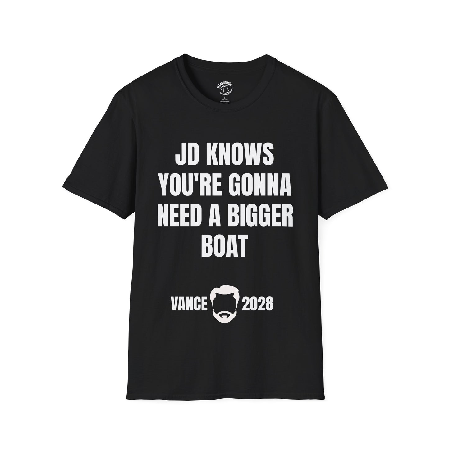 Political Campaign T-Shirt — "JD Knows You're Gonna Need a Bigger Boat" Vance 2028