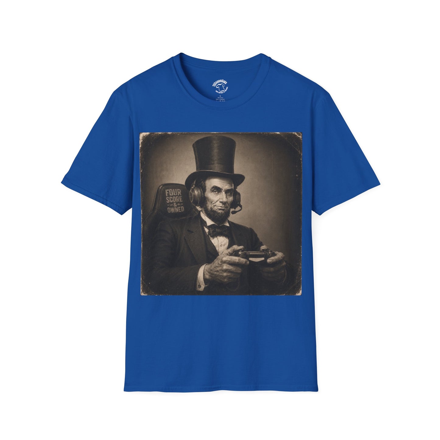 Vintage Abraham Lincoln Gamer Photo T-Shirt — Retro Presidential Gamer Portrait Tee