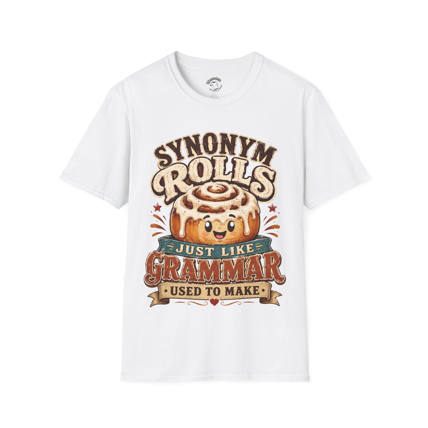 Synonym Rolls T-Shirt — Funny Grammar Pun Tee "Synonym Rolls — Just Like Grammar Used to Make"
