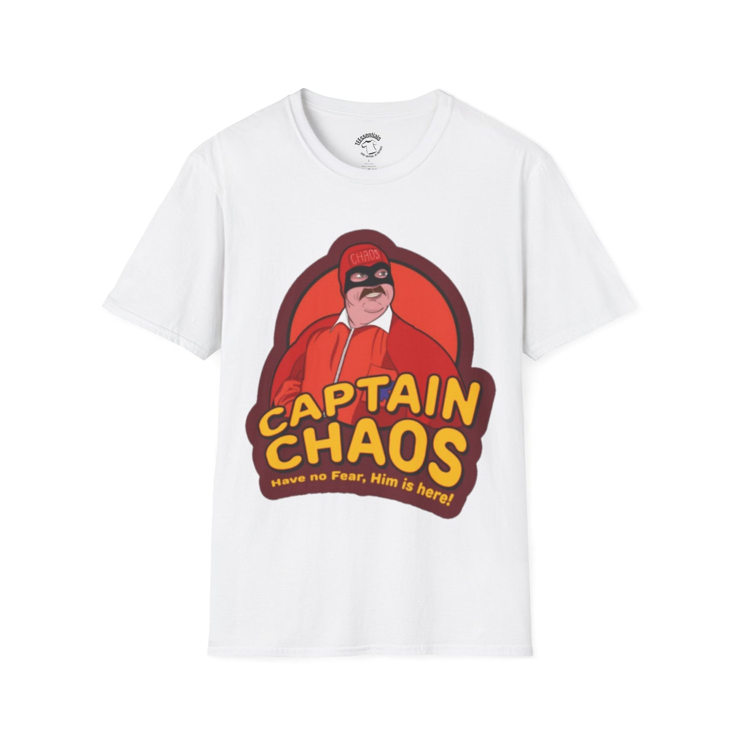 Captain Chaos Graphic T-Shirt — 'Have No Fear, Him is Here!' Retro Superhero Tee