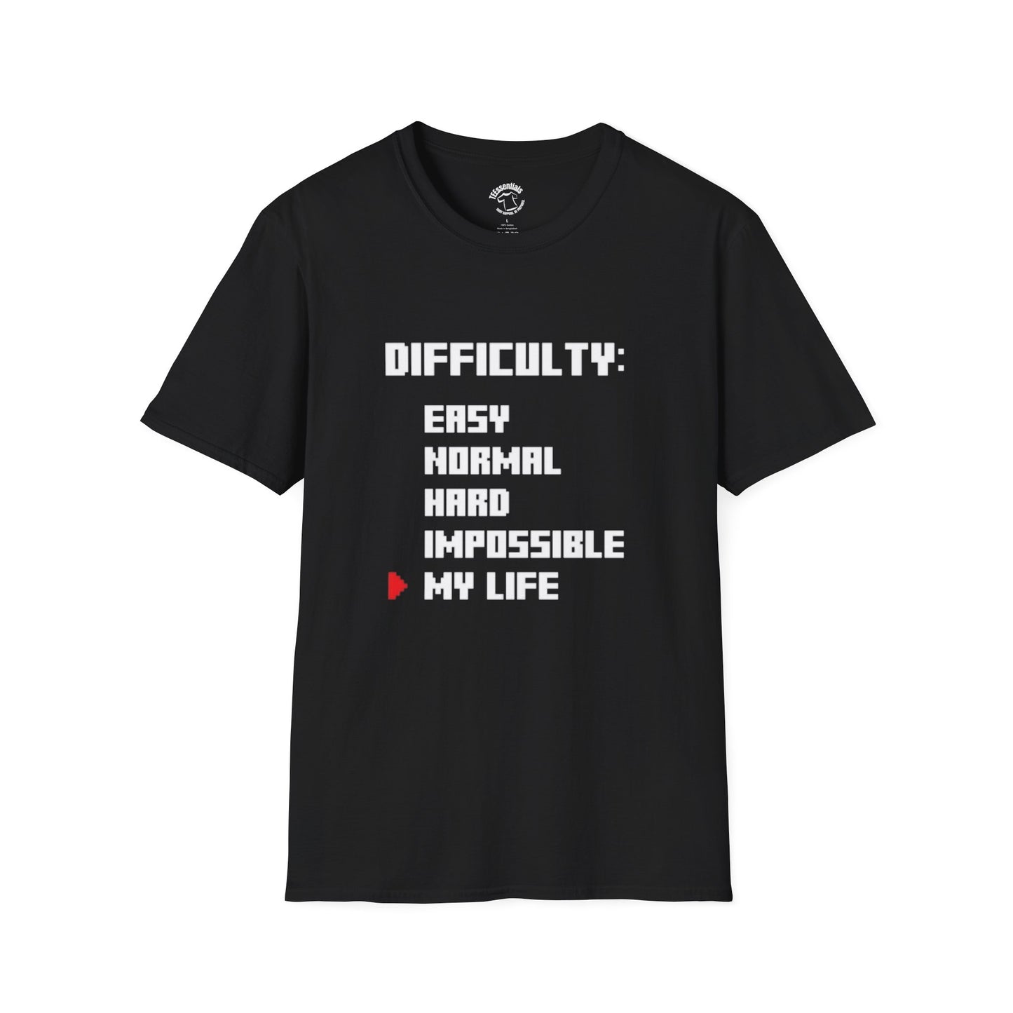 T-Shirt — "Difficulty: My Life" Funny Gamer Difficulty Level Tee