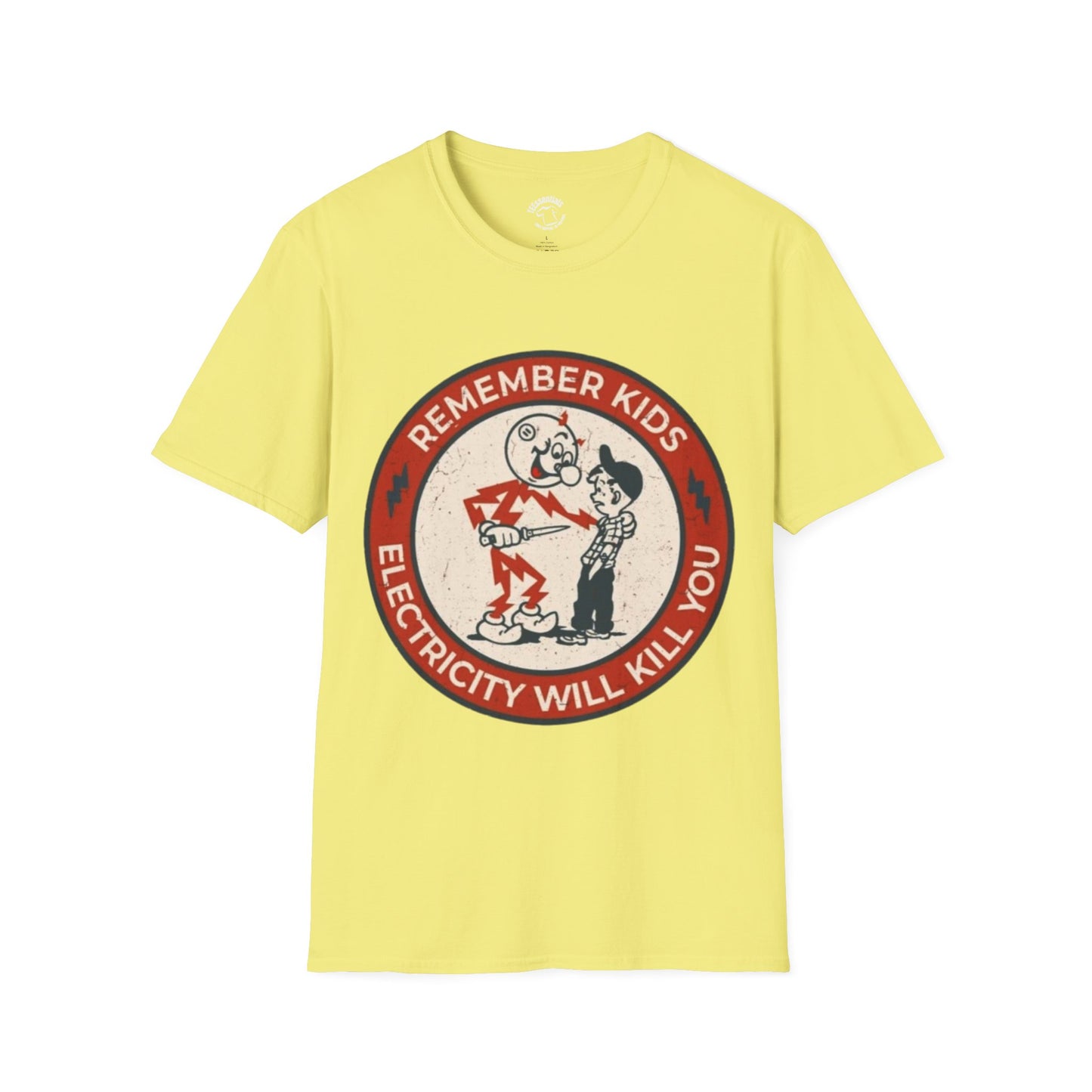 Vintage Safety Tee — “Remember Kids Electricity Will Kill You” Graphic T-Shirt