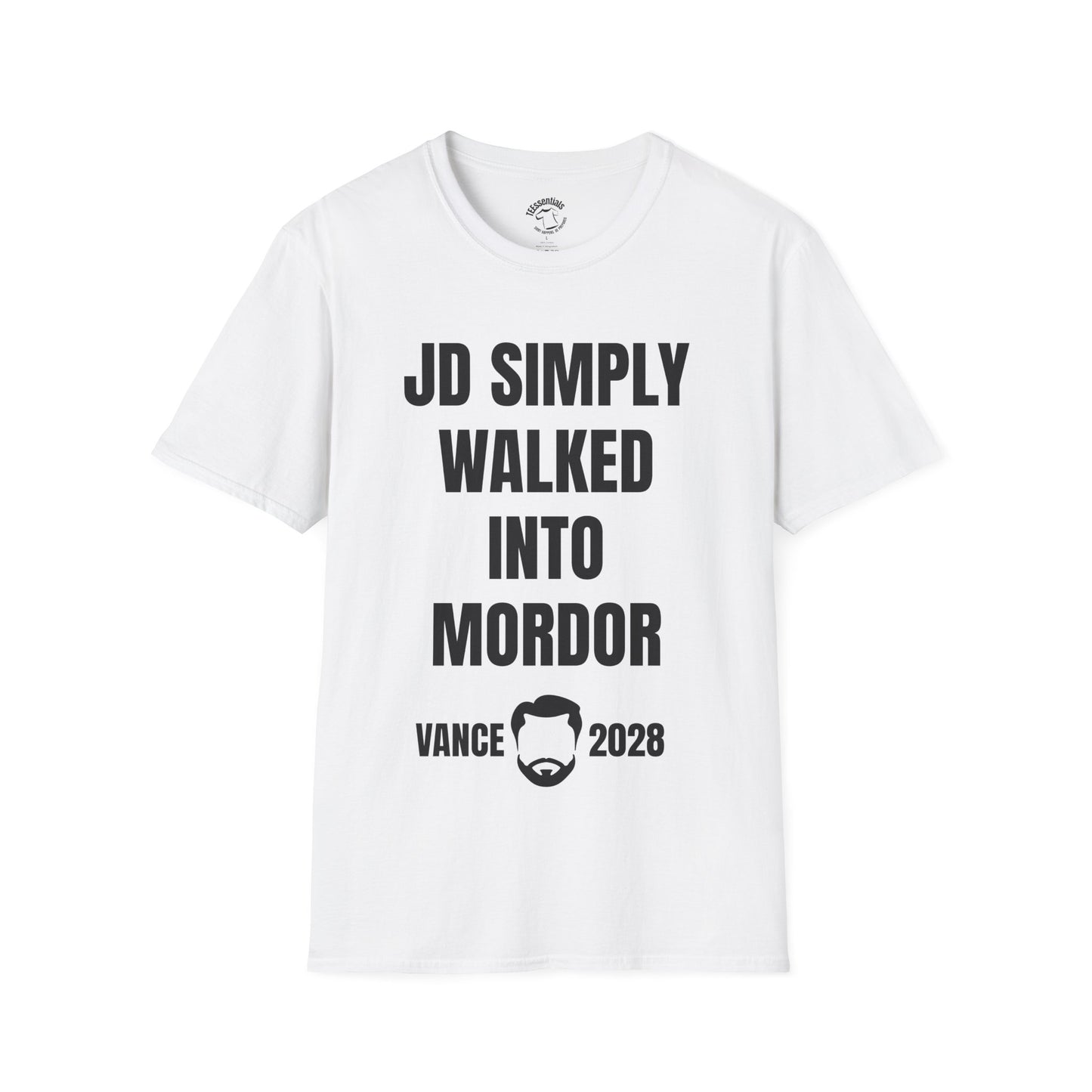 Political Slogan T-Shirt — "JD Simply Walked Into Mordor" Vance 2028 Campaign Tee