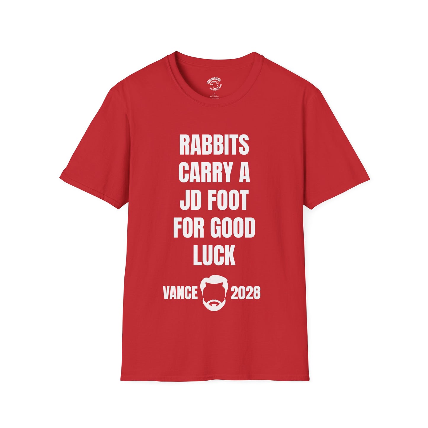 Vance 2028 Funny Political T‑Shirt — "Rabbits Carry a JD Foot for Good Luck" Graphic Tee