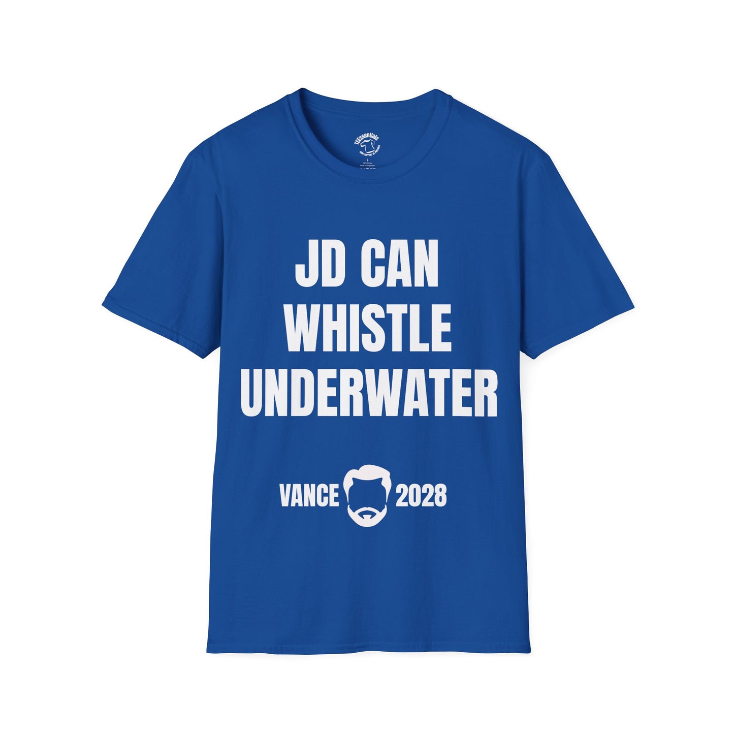Political Tee — "JD Can Whistle Underwater" Vance 2028