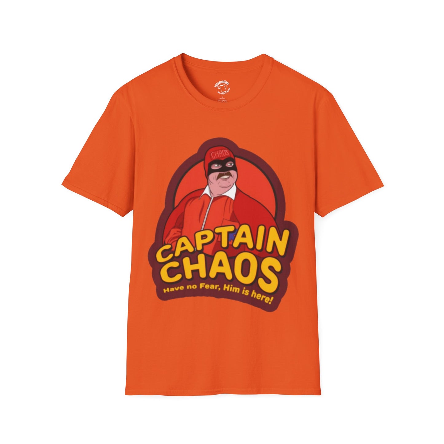 Captain Chaos Graphic T-Shirt — 'Have No Fear, Him is Here!' Retro Superhero Tee