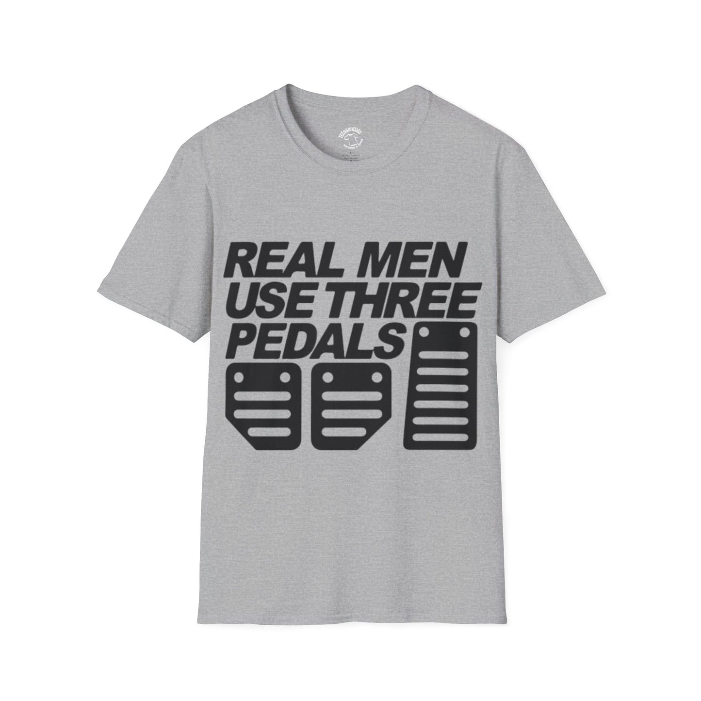 Real Men Use Three Pedals - Unisex Softstyle T-Shirt