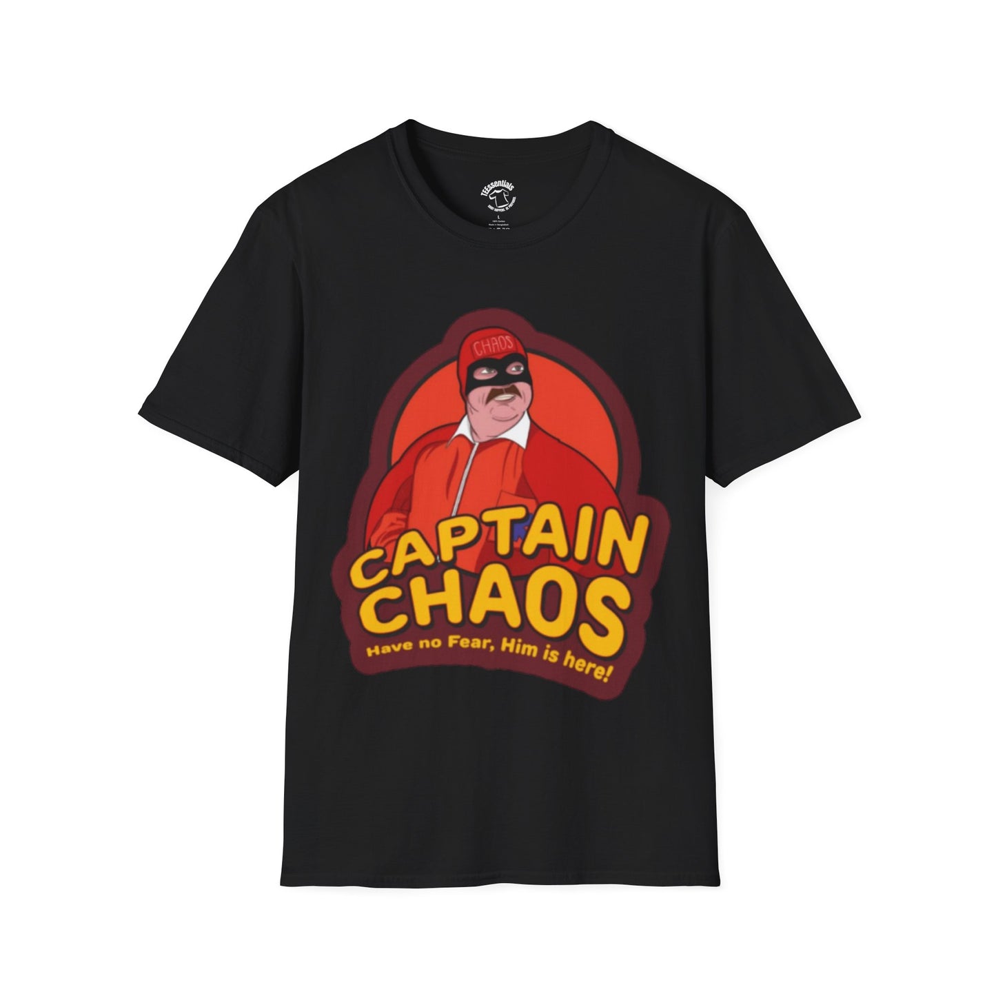 Captain Chaos Graphic T-Shirt — 'Have No Fear, Him is Here!' Retro Superhero Tee
