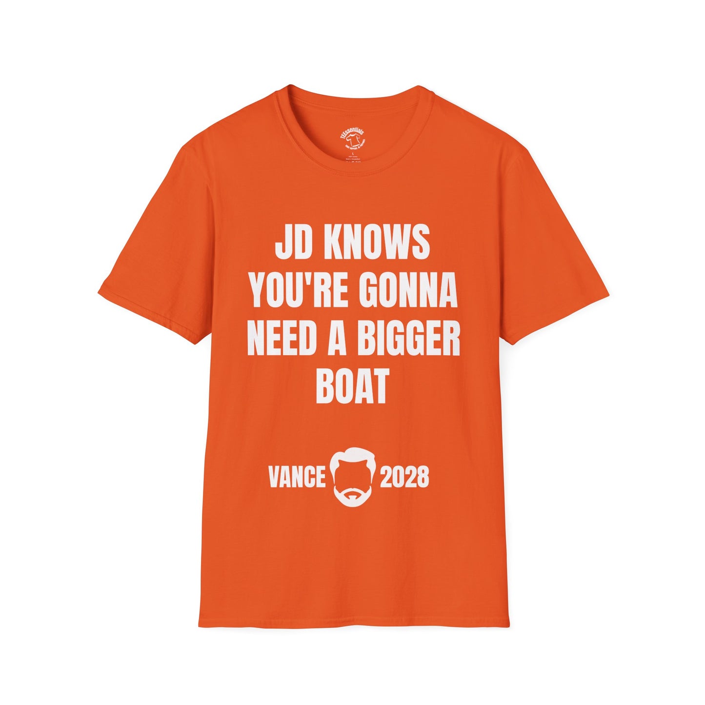 Political Campaign T-Shirt — "JD Knows You're Gonna Need a Bigger Boat" Vance 2028